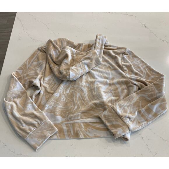 Juicy Couture Cream and White Zip‎ Up Crop Hoodie Sweatshirt size XL - Picture 2 of 8